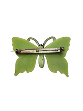Load image into Gallery viewer, 1940s Apple Green Celluloid Butterfly Brooch
