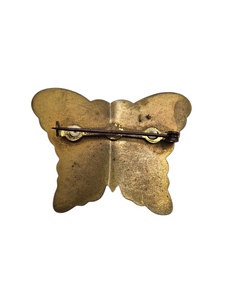 1930s Celluloid and Metal Butterfly Brooch