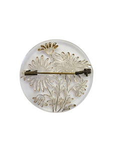 1940s Reverse Carved Lucite White Daisy Brooch