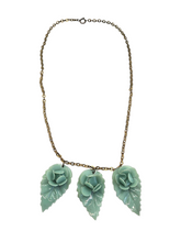 Load image into Gallery viewer, 1940s Duck Egg Blue Celluloid Flower Necklace
