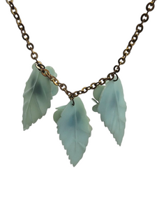 1940s Duck Egg Blue Celluloid Flower Necklace
