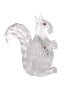 1940s Rare Carved Lucite Squirrel Brooch