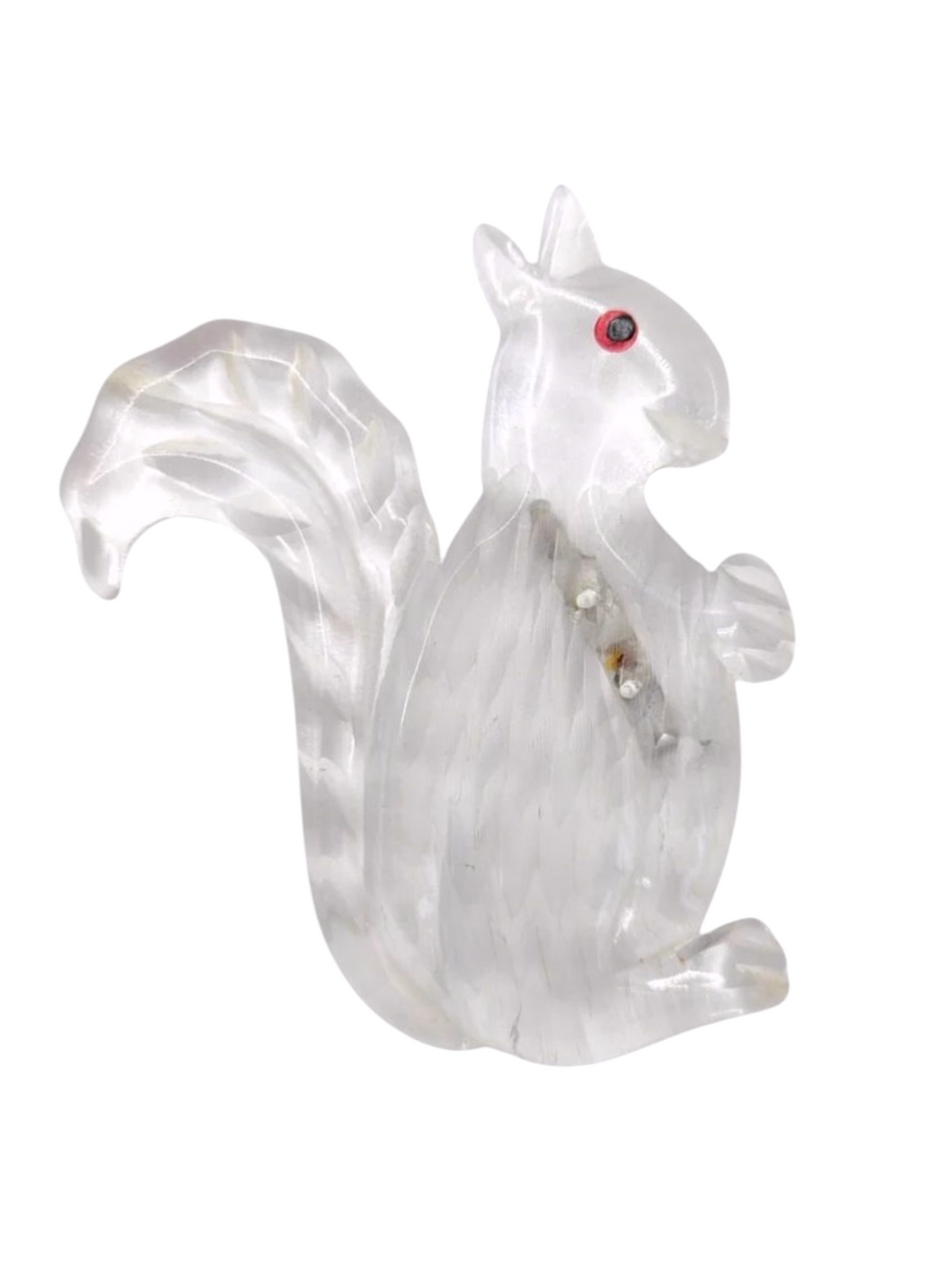 1940s Rare Carved Lucite Squirrel Brooch