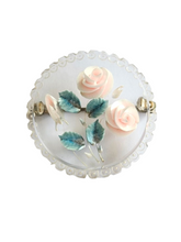 Load image into Gallery viewer, 1940s Pink Rose Reverse Carved Lucite Chunky Brooch
