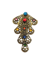 Load image into Gallery viewer, 1930s Czech Gold Tone Filigree Dress Clip With Stones
