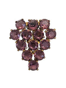 1930s Deco Bright Sparkly Purple Faceted Glass Dress Clip