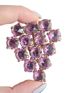 1930s Deco Bright Sparkly Purple Faceted Glass Dress Clip