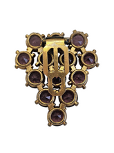 Load image into Gallery viewer, 1930s Deco Bright Sparkly Purple Faceted Glass Dress Clip

