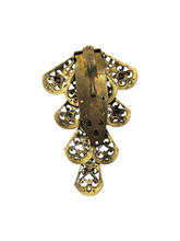 Load image into Gallery viewer, 1930s Czech Gold Tone Filigree Dress Clip With Stones
