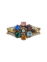 Load image into Gallery viewer, 1930s Czech Multicoloured Glass Filigree Brooch
