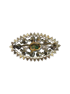 1930s Czech Bright Multicoloured Glass Delicate Filigree Brooch