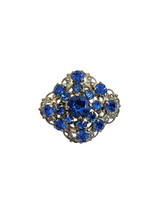 Load image into Gallery viewer, 1930s Czech Blue Glass Filigree Brooch
