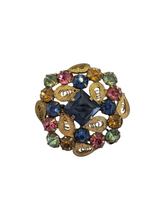 Load image into Gallery viewer, 1930s Czech Multicoloured Glass Filigree Brooch
