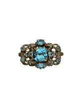 Load image into Gallery viewer, 1930s Czech Bright Blue Glass Brooch
