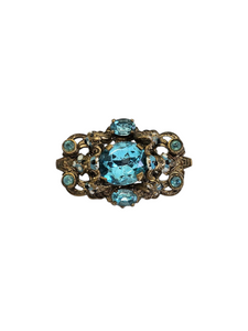 1930s Czech Bright Blue Glass Brooch