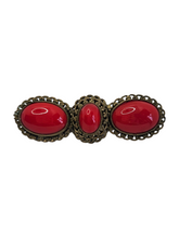 Load image into Gallery viewer, 1930s Czech Red Glass Bar Brooch
