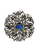 Load image into Gallery viewer, 1930s Czech Bright Multicoloured Glass Filigree Brooch
