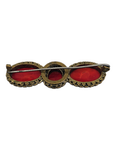 Load image into Gallery viewer, 1930s Czech Red Glass Bar Brooch
