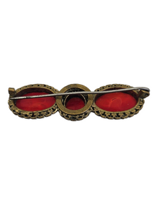 1930s Czech Red Glass Bar Brooch