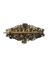 Load image into Gallery viewer, 1930s Czech Bright Orange Glass Filigree Brooch
