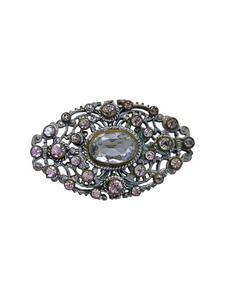 1930s Czech Art Deco Clear Glass Brooch
