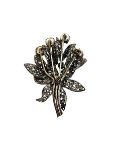 1930s Czech Multicoloured Glass Filigree Flower Brooch