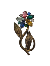 Load image into Gallery viewer, 1930s Czech Multicoloured Openback Flower Brooch
