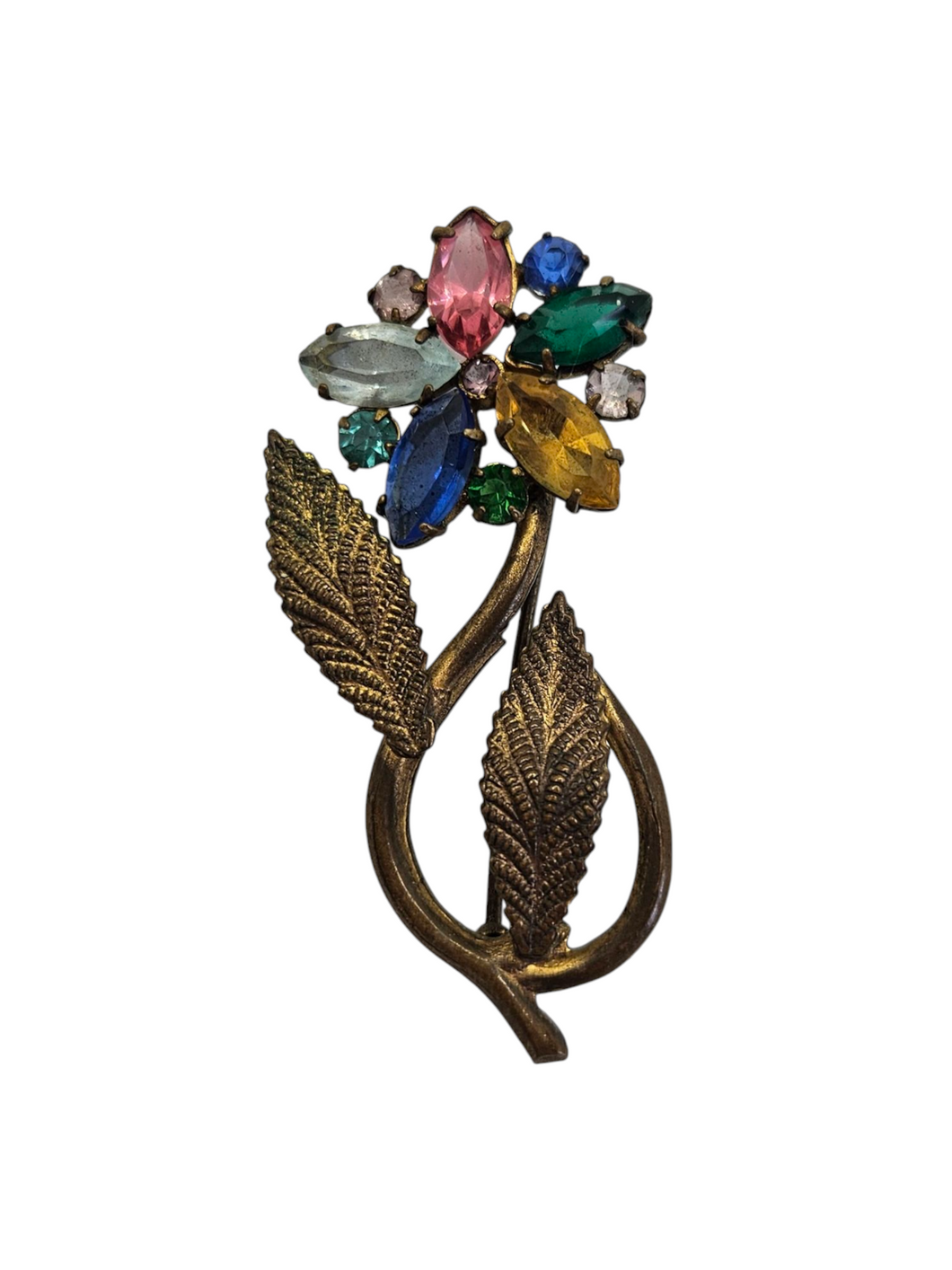 1930s Czech Multicoloured Openback Flower Brooch