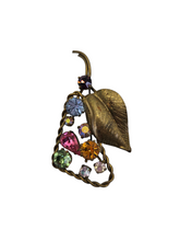 Load image into Gallery viewer, Early 1930s Czech? Brass and Multicoloured Glass Pear Brooch
