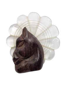 1940s Carved Wood and Lucite Elzac Horse Brooch
