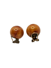 Load image into Gallery viewer, 1940s/1950s French Honey/Caramel/Orange Marbled Bakelite Earrings
