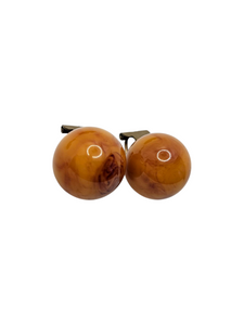 1940s/1950s French Honey/Caramel/Orange Marbled Bakelite Earrings