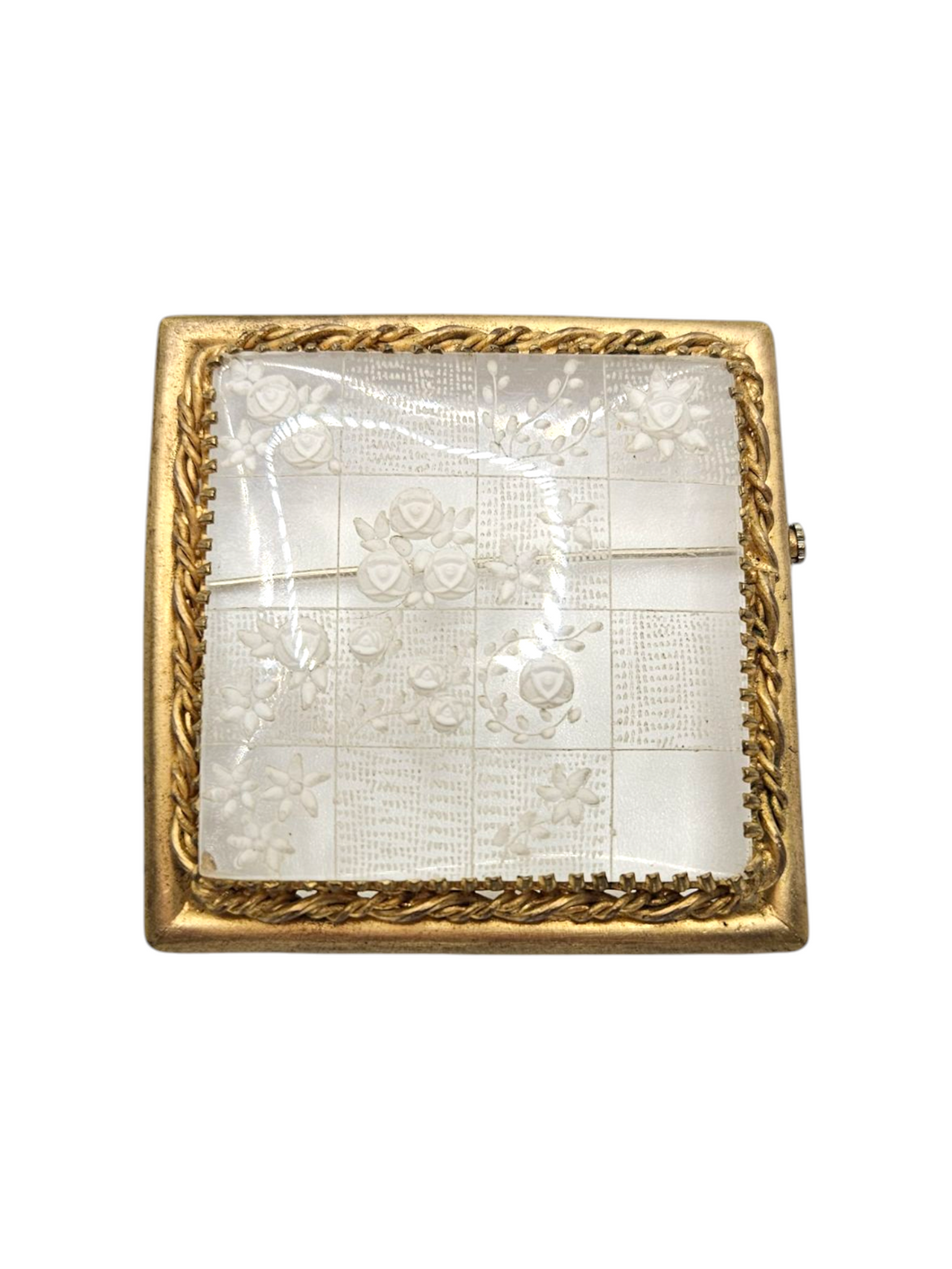 1930s/1940s French? Reverse Carved Lucite and Metal Brooch