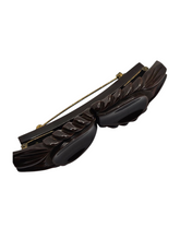 Load image into Gallery viewer, 1940s Huge Chunky Chocolate Brown Articulated Bakelite Brooch
