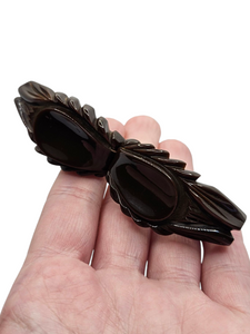 1940s Huge Chunky Chocolate Brown Articulated Bakelite Brooch