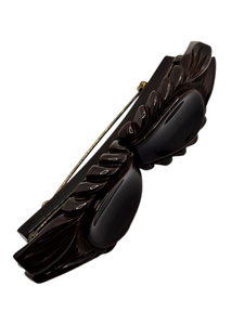 1940s Huge Chunky Chocolate Brown Articulated Bakelite Brooch