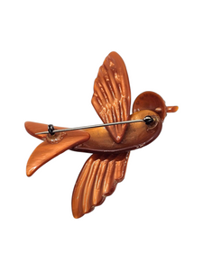 1940s Coro Rust Nylon Bird Brooch