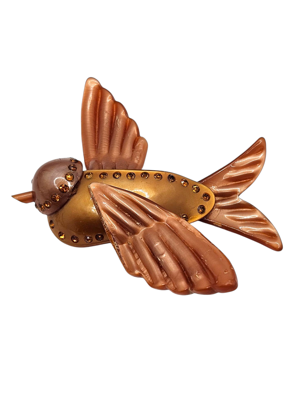 1940s Coro Rust Nylon Bird Brooch