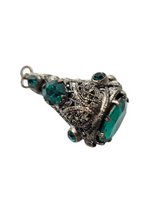 Load image into Gallery viewer, 1930s Czech Green Glass Filigree Pendant/Drop
