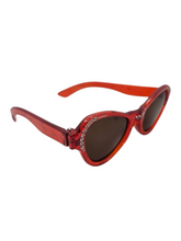 Load image into Gallery viewer, 1950s Orange/Red Rhinestone Studded Cat Eye Sunglasses
