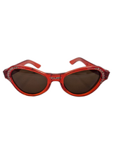 Load image into Gallery viewer, 1950s Orange/Red Rhinestone Studded Cat Eye Sunglasses
