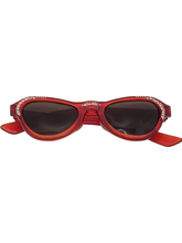 Load image into Gallery viewer, 1950s Orange/Red Rhinestone Studded Cat Eye Sunglasses
