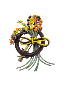 1940s Make Do and Mend Brown Wirework Brooch