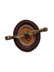 1940s Brown and Pink Cameo Wirework Brooch