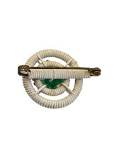 Load image into Gallery viewer, 1940s Green and White Make Do and Mend Wirework Brooch
