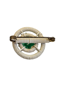 1940s Green and White Make Do and Mend Wirework Brooch