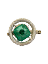Load image into Gallery viewer, 1940s Green and White Make Do and Mend Wirework Brooch
