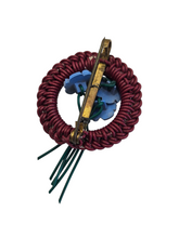 Load image into Gallery viewer, 1940s Burgundy Make Do and Mend Wirework Brooch
