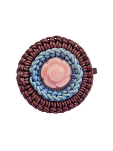 1940s Purple, Blue and Pink Make Do and Mend Wirework Brooch