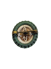 Load image into Gallery viewer, 1940s Green and Off White Cameo Make Do and Mend Wirework Brooch
